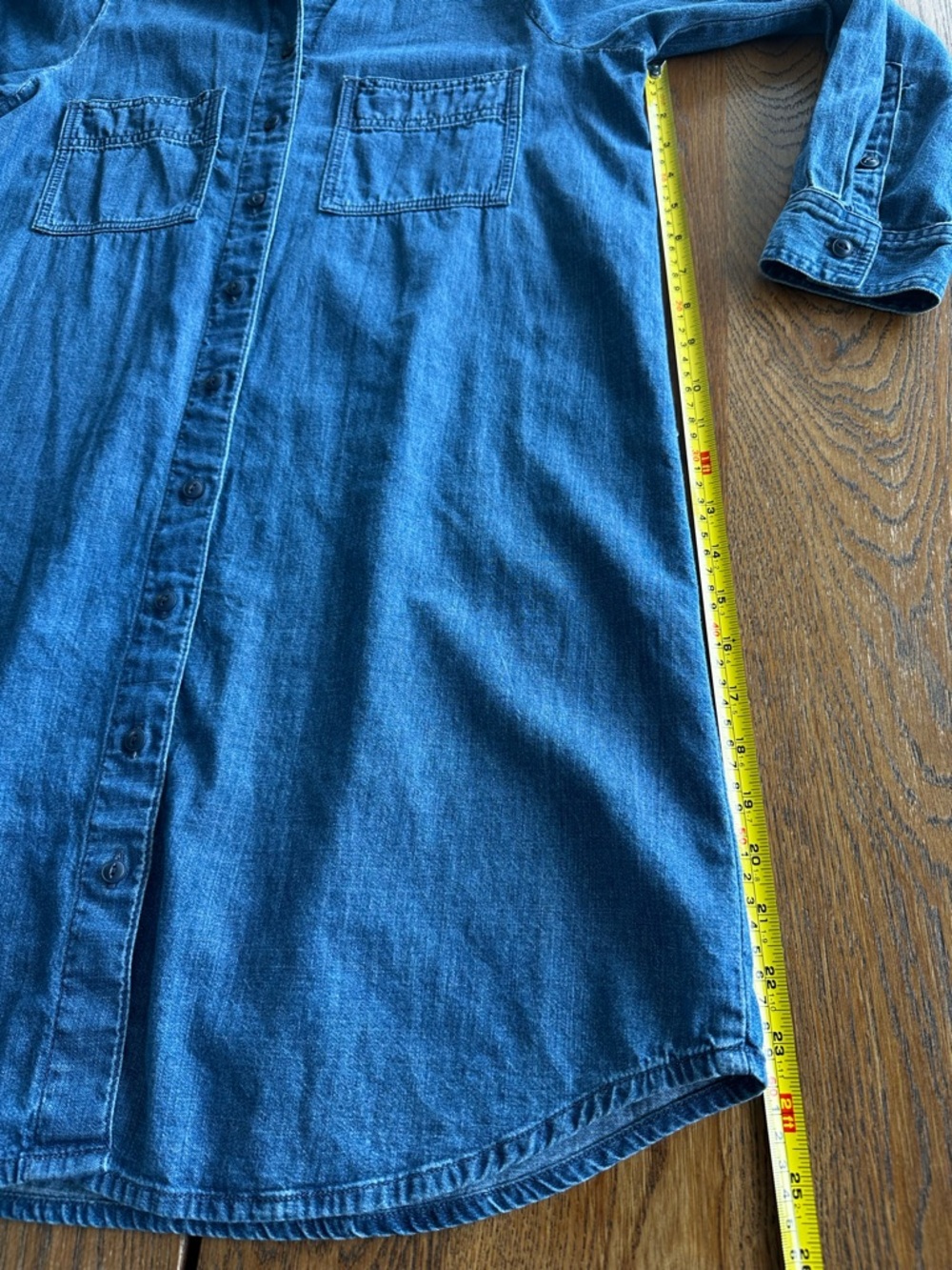 Madewell Denim Puff-Sleeve Shirt Dress Blue Casual in Harris Wash Women’s Size S - Picture 7 of 11